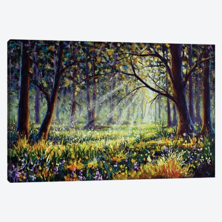Flowers In Sunny Forest Landscape Canvas Print #VRY1032} by Valery Rybakow Canvas Artwork