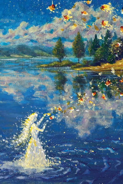 Fairy Shamanic Girl Angel Creates Magic On The Water by Valery Rybakow wall art