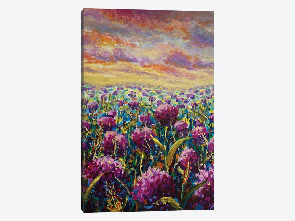 Meadow With Pink Purple Flower Wildflowers by Valery Rybakow 1-piece Canvas Wall Art