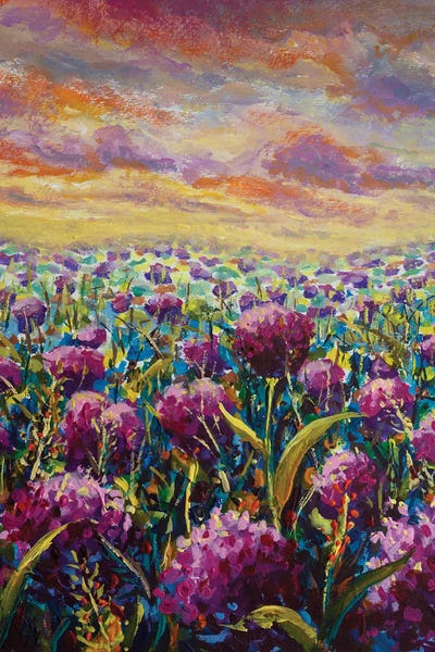 Valery Rybakow: Meadow With Pink Purple Flower Wildflowers by Valery Rybakow