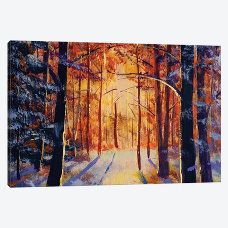 Winter Forest, Sunny Winter Landscape Canvas Print #VRY1047} by Valery Rybakow Canvas Artwork