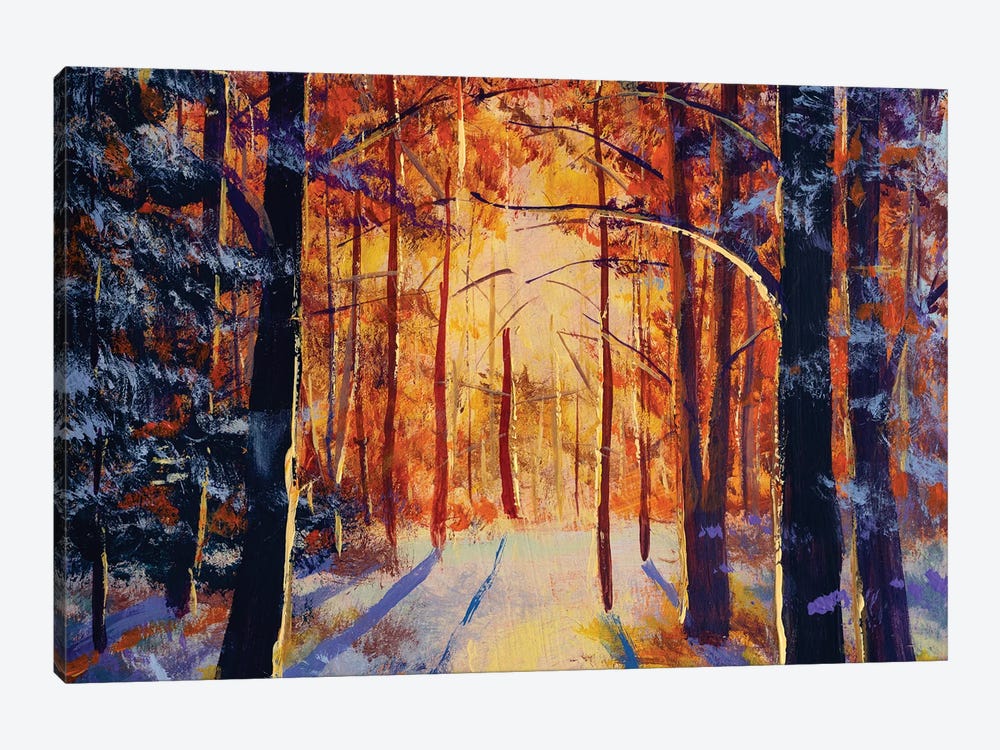 Winter Forest, Sunny Winter Landscape by Valery Rybakow 1-piece Art Print
