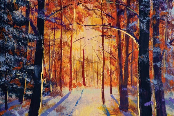 Valery Rybakow: Winter Forest, Sunny Winter Landscape by Valery Rybakow
