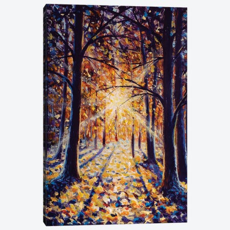 Winter Painting Of Sunset In Snowy Forest Canvas Print #VRY1049} by Valery Rybakow Canvas Print