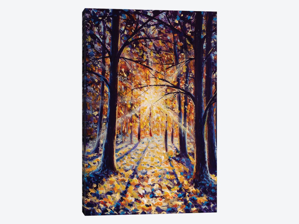 Winter Painting Of Sunset In Snowy Forest by Valery Rybakow 1-piece Canvas Print