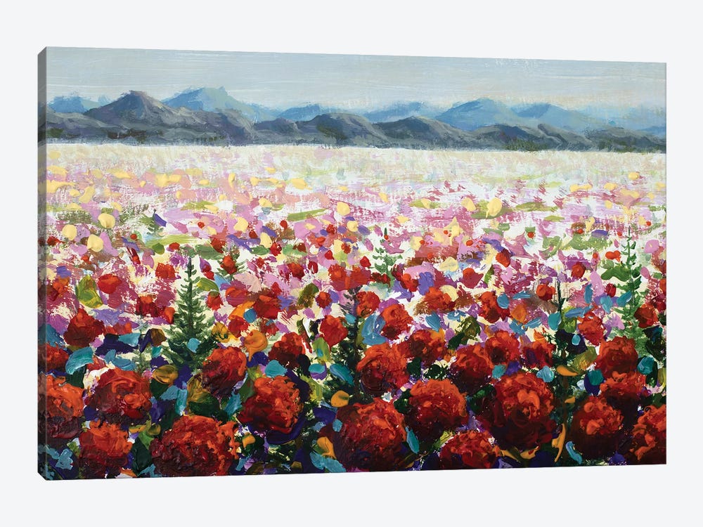 Alpine Meadows Filled With Red Wildflower Poppies In The Mountains by Valery Rybakow 1-piece Canvas Wall Art