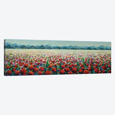 Meadows Filled Red Wildflower Poppies In Mountains Canvas Print #VRY1057} by Valery Rybakow Canvas Print