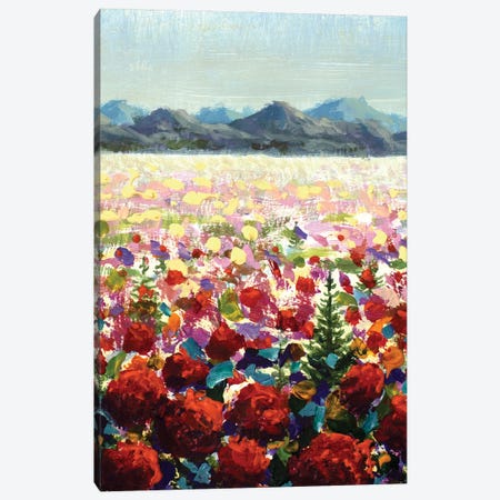 Alpine Meadows Red Wildflower Poppies In Mountains Canvas Print #VRY1062} by Valery Rybakow Canvas Art Print