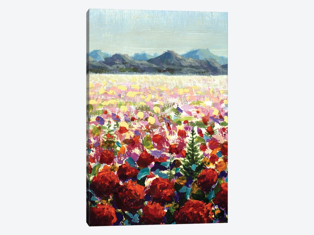 Alpine Meadows Red Wildflower Poppies In Mountains by Valery Rybakow 1-piece Canvas Art