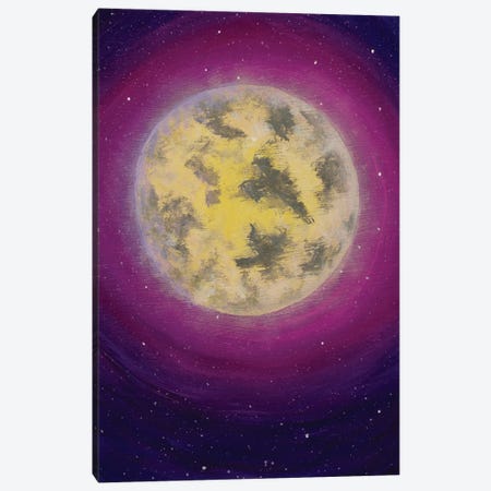 Big Moon In Pink Purple Starry Sky Canvas Print #VRY1063} by Valery Rybakow Canvas Art Print