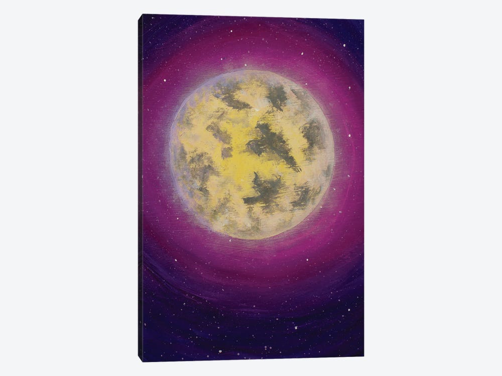 Big Moon In Pink Purple Starry Sky by Valery Rybakow 1-piece Art Print