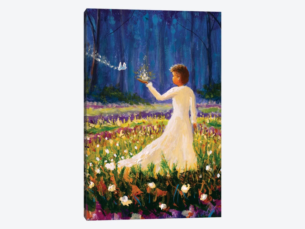 Girl With Butterfly In Magical Forest II by Valery Rybakow 1-piece Canvas Print