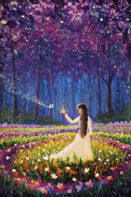 Girl With Butterfly In Magical Forest III