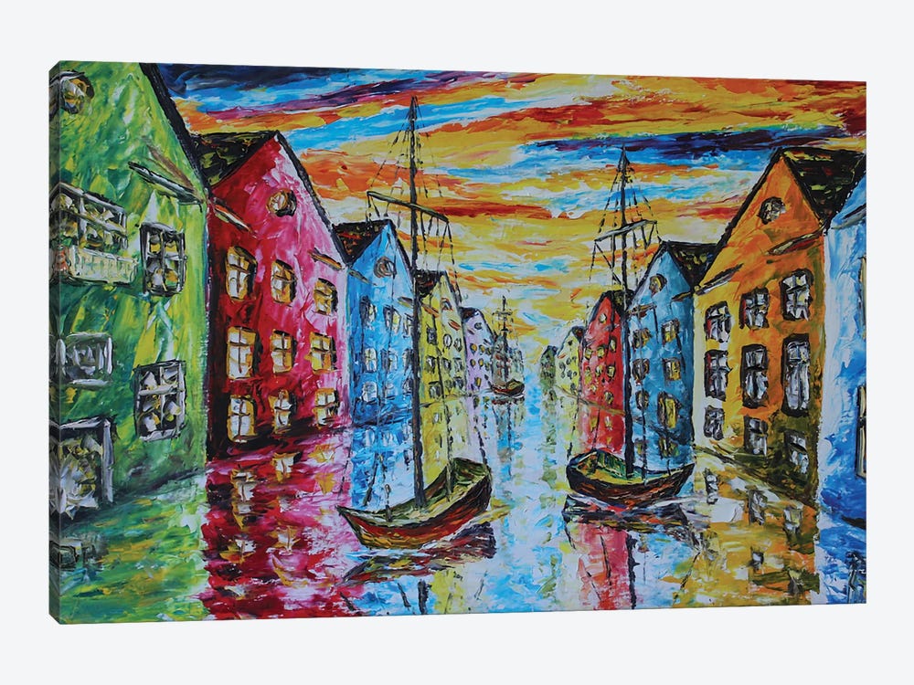 Boats In Colorful Venice by Valery Rybakow 1-piece Art Print