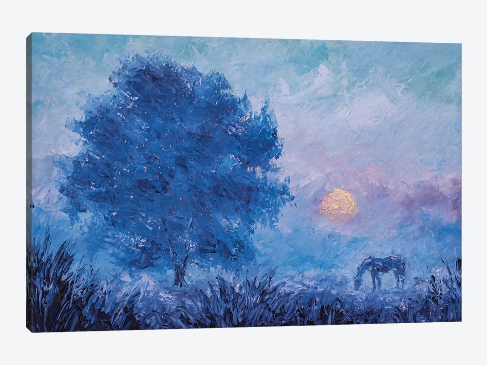 Fog With A Horse In The Country At Dawn by Valery Rybakow 1-piece Canvas Art Print
