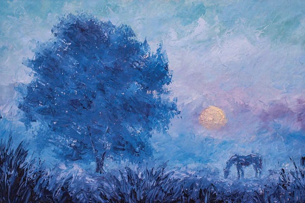 Valery Rybakow: Fog With A Horse In The Country At Dawn by Valery Rybakow