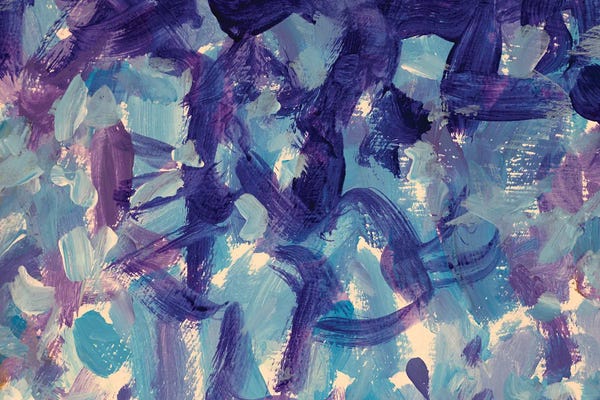 Valery Rybakow: Blue Violet Brushstrokes Close-Up by Valery Rybakow