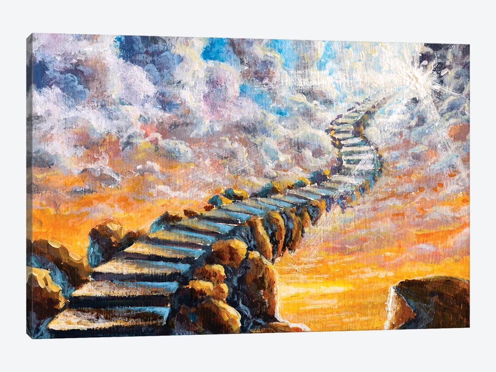 Painting Stairs Road To Heaven Clouds Paradise by Valery Rybakow 1-piece Art Print