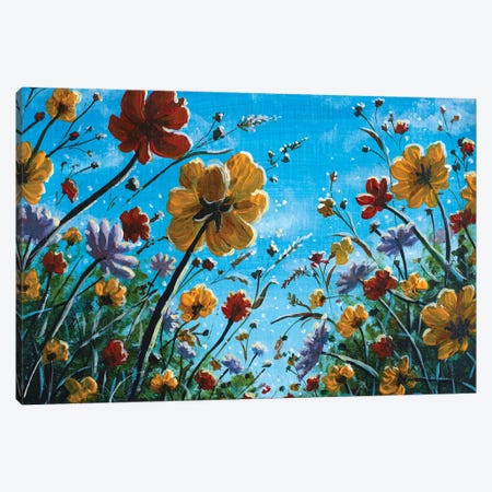 Wildflowers Beautiful Field Flowers Landscape Flower Meadow Oil Canvas Print #VRY1160} by Valery Rybakow Canvas Wall Art