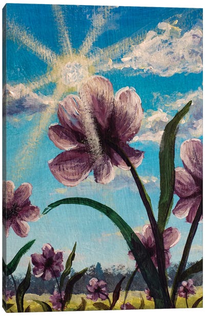 Purple Pink Wildflowers Canvas Art Print - Turquoise Art