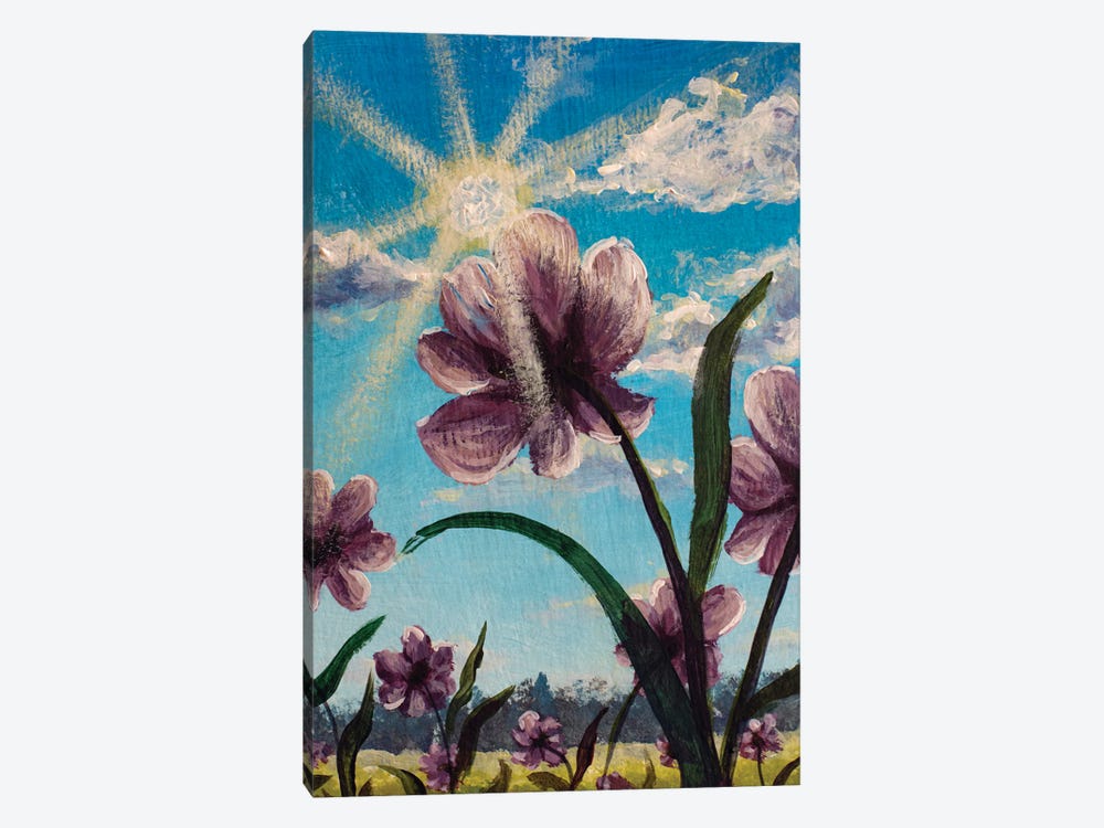 Purple Pink Wildflowers by Valery Rybakow 1-piece Canvas Print