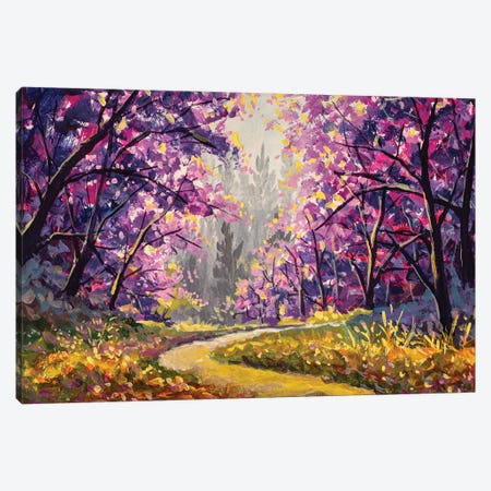 Road Way Through Blooming Sakura Park Forest Avenue Canvas Print #VRY1188} by Valery Rybakow Canvas Artwork