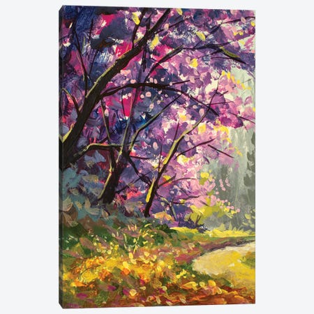 Blooming Park Painting With Acrylic. Canvas Print #VRY1189} by Valery Rybakow Canvas Wall Art