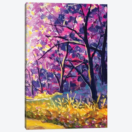 Purple Cherry Blossom Trees Vertical Landscape Canvas Print #VRY1190} by Valery Rybakow Canvas Art Print