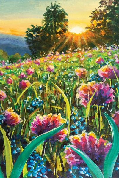 Wildflowers: Sunset Over Flower Field by Valery Rybakow