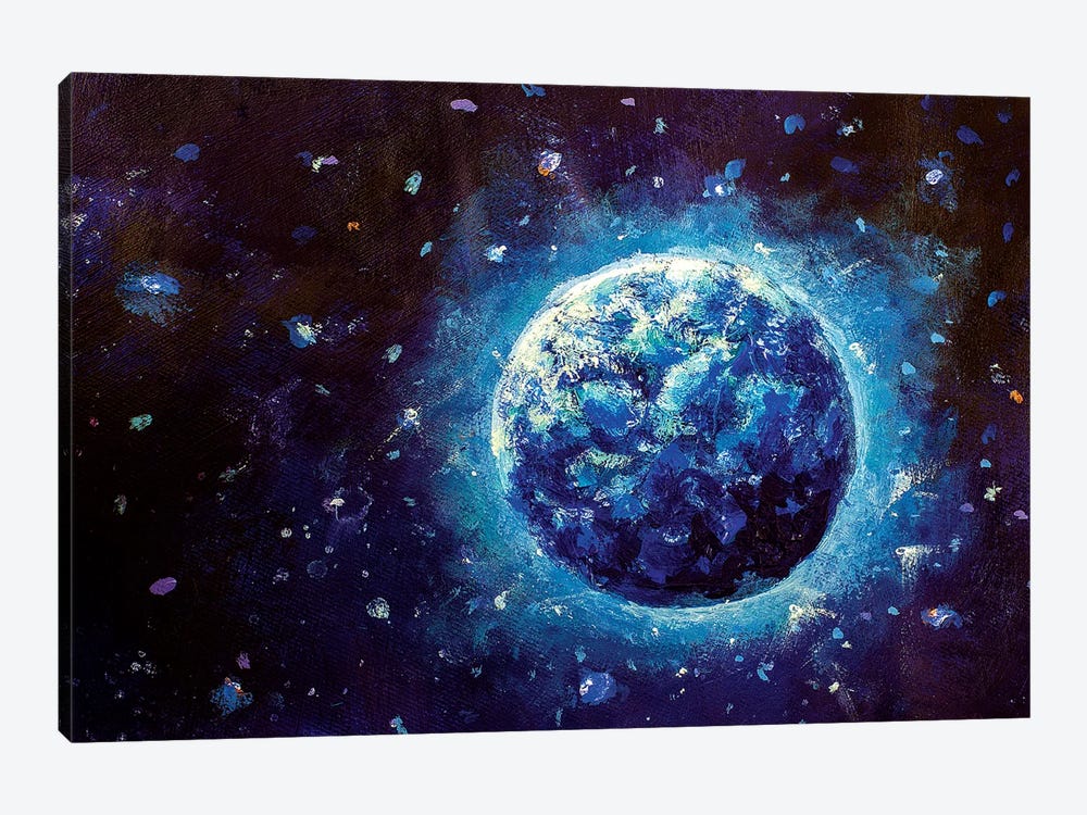Blue Planet Earth In Space by Valery Rybakow 1-piece Canvas Wall Art