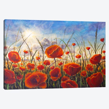 Red Poppies Big Flowers Close Up Canvas Print #VRY1286} by Valery Rybakow Canvas Artwork