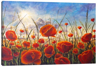Red Poppies Big Flowers Close Up Canvas Art Print - Valery Rybakow