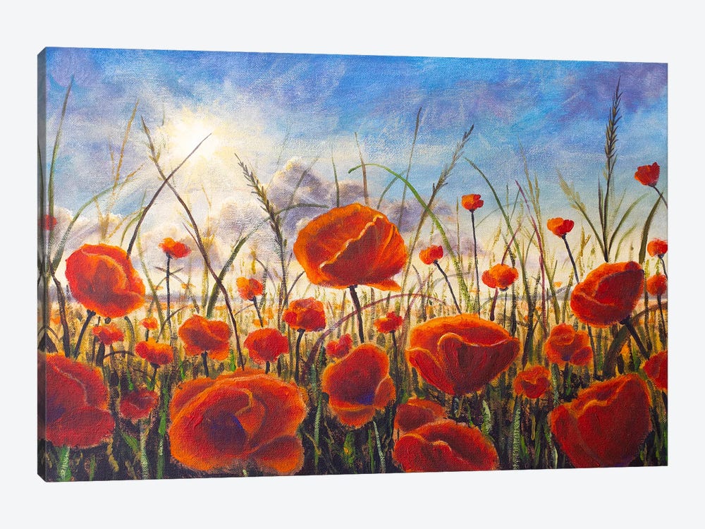 Red Poppies Big Flowers Close Up by Valery Rybakow 1-piece Canvas Print