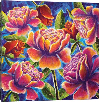 Bouquet Of Vivid Colorful Flowers Canvas Art Print - Valery Rybakow