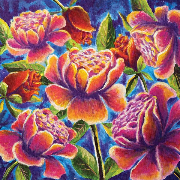 Valery Rybakow: Bouquet Of Vivid Colorful Flowers by Valery Rybakow