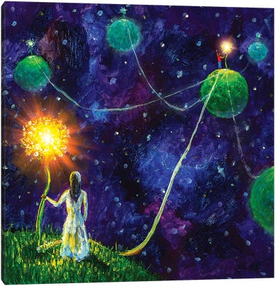 Threads Of Love. Princess And Little Prince. Canvas Art Print - Sci-Fi Planet Art