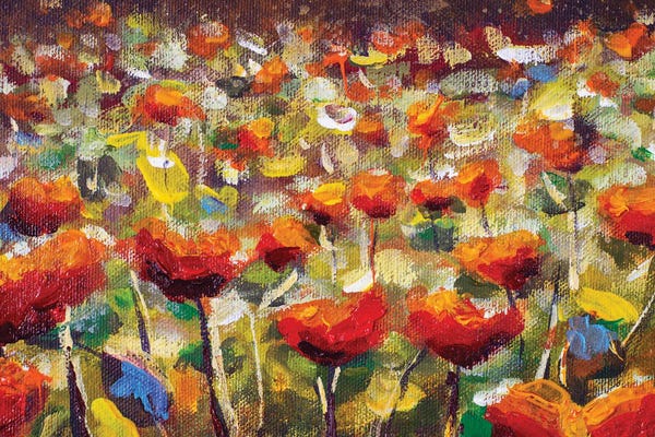 Valery Rybakow: Red Wildflowers Poppies by Valery Rybakow