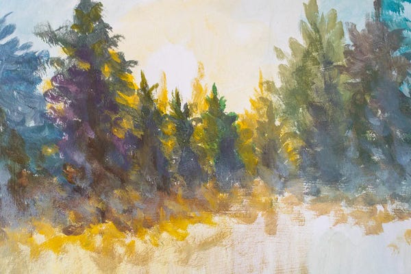Valery Rybakow: Sunlight Shining Through Forest Trees by Valery Rybakow