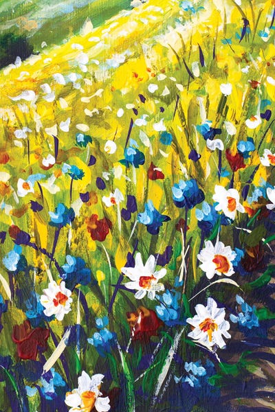 Vibrant Wildflowers Painting Depicting A Colorful Summer Landscape