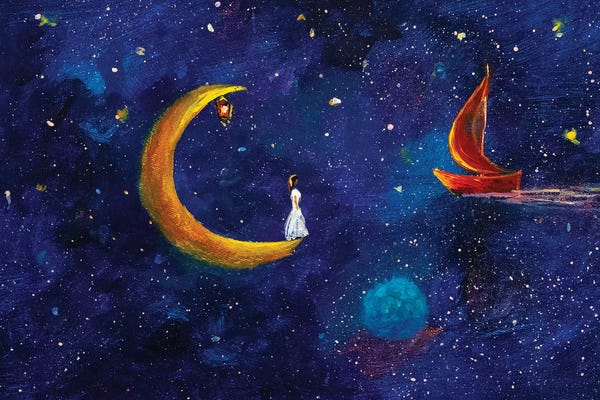 Indigo: Cosmic Scarlet Sails by Valery Rybakow