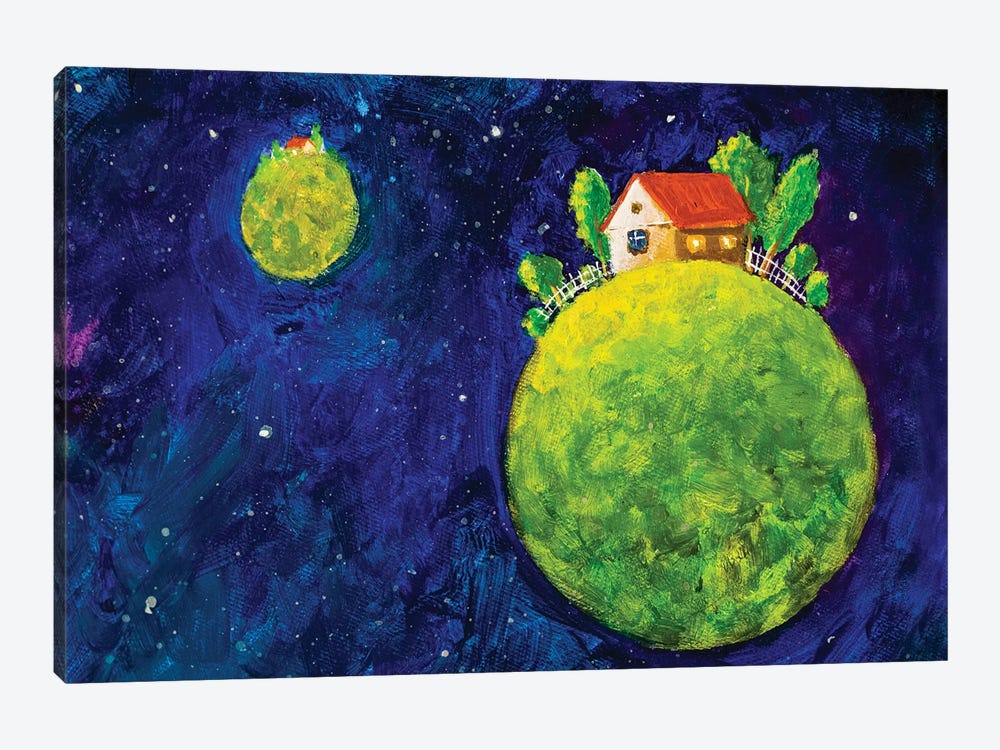 Cozy House In Space by Valery Rybakow 1-piece Canvas Artwork