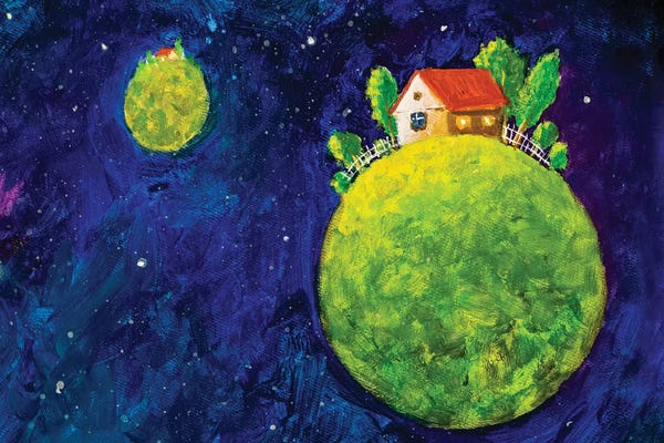 Sci-Fi Planets: Cozy House In Space by Valery Rybakow