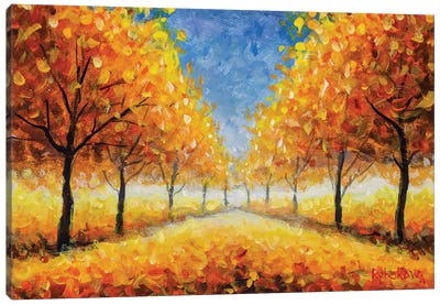 Golden Autumn Park Canvas Art Print - Maple Tree Art