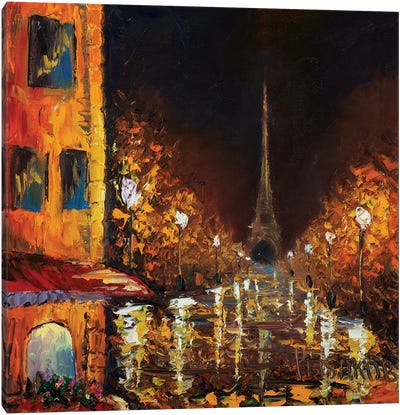 Paris By Night Canvas Art Print - Illuminated Oil Paintings