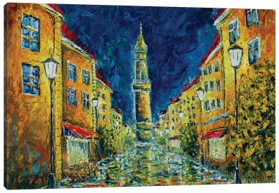 Europe Night Street Canvas Art Print - Valery Rybakow
