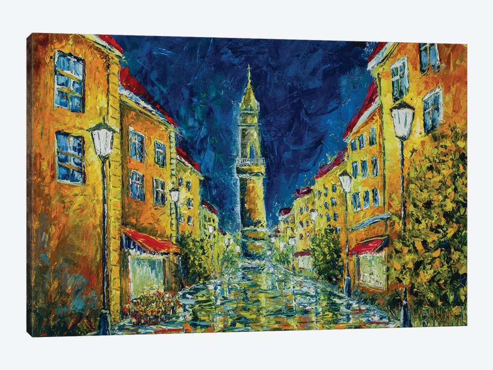 Europe Night Street by Valery Rybakow 1-piece Canvas Art Print