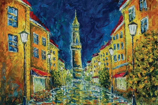 Artists Like Van Gogh: Europe Night Street by Valery Rybakow