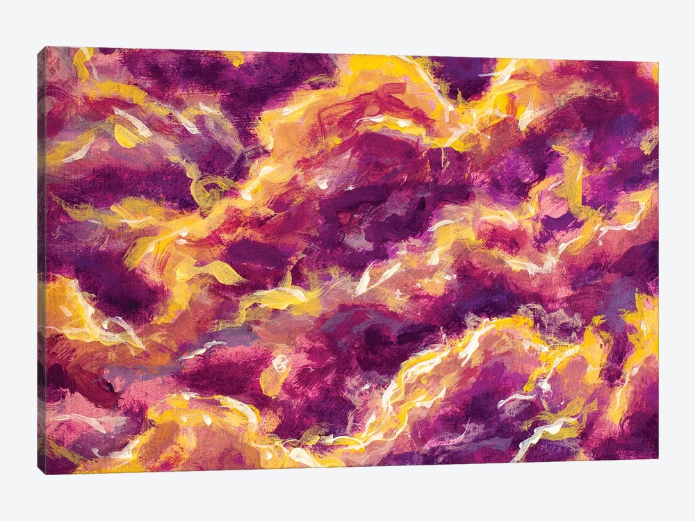 Abstract Clouds, Galaxies, Space, Expressionism Fire Flame by Valery Rybakow 1-piece Canvas Wall Art