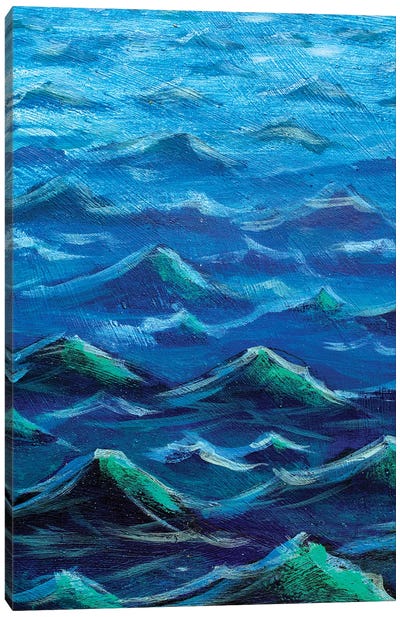 The Sea Big Waves. Blue Ocean Canvas Art Print - Wave Art
