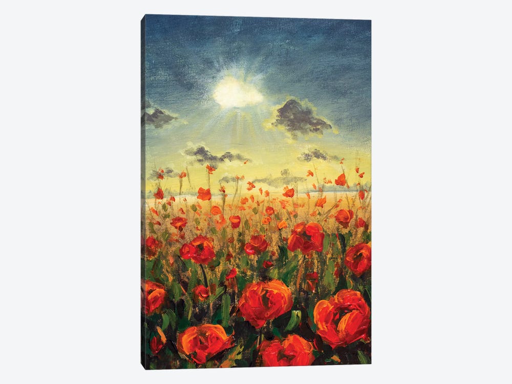 Field Of Red Poppies by Valery Rybakow 1-piece Canvas Artwork